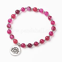 Natural Striped Agate/Banded Agate(Dyed) Charm Bracelets&nbsp;BJEW-JB03249