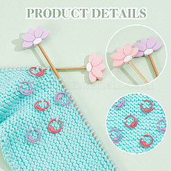 6Pcs 6 Colors Lotus Silicone Beads Knitting Needle Protectors/Knitting Needle Stoppers&nbsp;DIY-NB0010-33