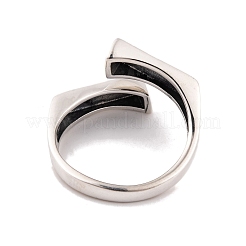 925 Sterling Silver Rectangle Cuff Open Rings for Women Men&nbsp;RJEW-P105-03S