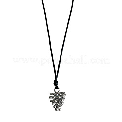 304 Stainless Steel Pine Cone Shaped Pendant Black Waxed Cord Adjustable Long Necklaces for Women&nbsp;WG97084-02