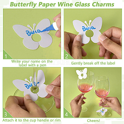 150Pcs Butterfly Paper Wine Glass Charms&nbsp;DIY-FG0010-06B