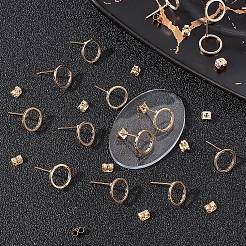 20Pcs Brass Circle Stud Earrings with Ear Nut for Women&nbsp;EJEW-BBC0001-09