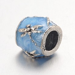 Barrel Large Hole Alloy Enamel European Beads&nbsp;MPDL-L013-10B