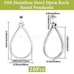 20Pcs 304 Stainless Steel Open Back Bezel Pendants&nbsp;PALLOY-BBC00010