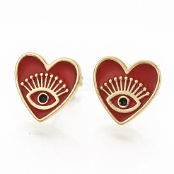 Brass Enamel Stud Earrings&nbsp;EJEW-S208-052