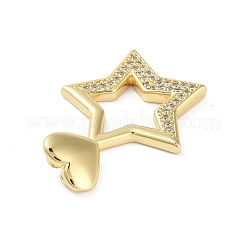 Rack Plating Brass Micro Pave Clear Cubic Zirconia Pendants&nbsp;KK-H474-19G-04