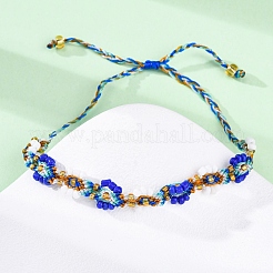 Flower Glass Seed Beaded Braided Bead Bracelets for Women Frineds&nbsp;BJEW-F493-10A
