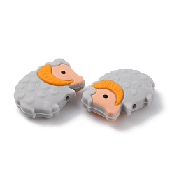Sheeps Food Grade Eco-Friendly Silicone Beads&nbsp;SIL-WH0008-38B