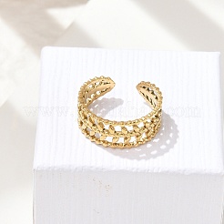 Leaf 304 Stainless Stee Open Cuff Rings for Women&nbsp;RJEW-Q006-03A-G