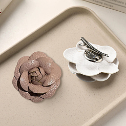 Imitation Leather Shoe Buckle Clips with Iron Clip&nbsp;FIND-CL0001-92A