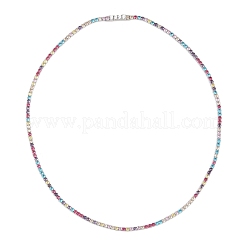 925 Sterling Silver Pave Colorful Cubic Zirconia Tennis Necklaces for Women&nbsp;NJEW-C096-01A-P01