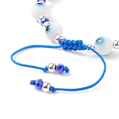 Lampwork Evil Eye & Glass Braided Bead Bracelet&nbsp;BJEW-TA00157