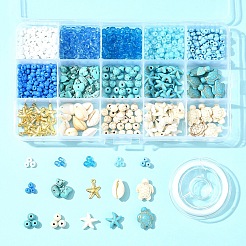 DIY Synthetic Turquoise & Seed Beads Bracelets Making Kits&nbsp;DIY-FS0006-99