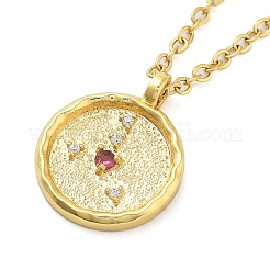 304 Stainless Steel Cubic Zirconia Constellation Flat Round Pendants&nbsp;STAS-S145-01J