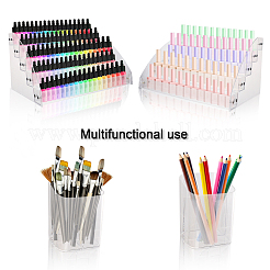1 Set 5-Tier Transparent Acrylic Nail Polish Organizer and 1Pc 3 Compartments Plastic Pen Storage Box&nbsp;AJEW-GL0001-76