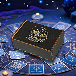 Rectangle Engraved Plywood Wooden Tarot Storage Boxes with Sliding Lid&nbsp;CON-WH20008-10D
