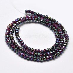 Faceted Rondelle Half Rainbow Plated Electroplate Glass Beads Strands&nbsp;EGLA-J134-3x2mm-HR29