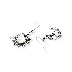 Resin Beaded Moon and Sun Asymmetrical Earrings&nbsp;LS-EJEW-C036-01B