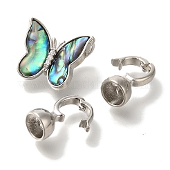 Brass & Abalone & Shell Fold Over Clasps&nbsp;KK-K389-129P
