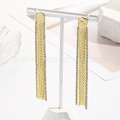 Cubic Zirconia Chains Tassel Earrings&nbsp;LS-EJEW-P236-03G