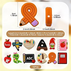 12Pcs 12 Styles Teachers' Day Silicone Beads&nbsp;SIL-FS0001-40