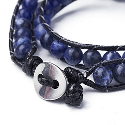 Natural Sodalite Round Bead Wrap Bracelets&nbsp;BJEW-JB04248