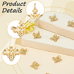 10Pcs Rack Plating Brass Bees Charms&nbsp;KK-BBC0024-77