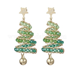 Brass Glass Dangle Stud Earrings&nbsp;EJEW-TA00738