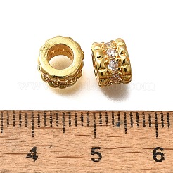 Brass Micro Pave Clear Cubic Zirconia European Beads&nbsp;KK-M313-29G