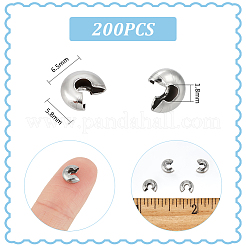 200Pcs 304 Stainless Steel Crimp Beads Covers&nbsp;STAS-UN0055-99
