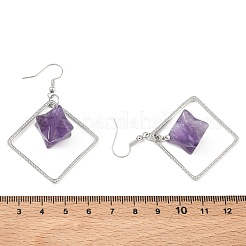 Rhombus Brass Dangle Earrings&nbsp;EJEW-D360-01P-01