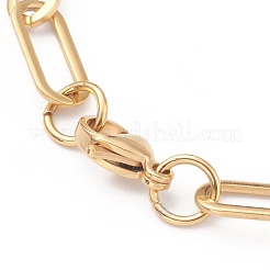 PVD Vacuum Plating 304 Stainless Steel Paperclip Chain Necklaces&nbsp;NJEW-O123-02G