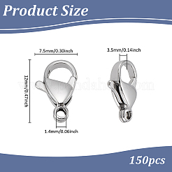 304 Stainless Steel Lobster Claw Clasps&nbsp;STAS-PH0007-02B