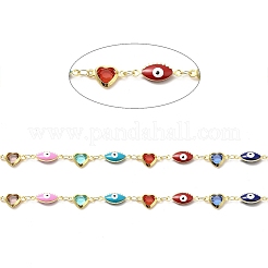 Handmade Brass Evil Eye Enamel Link Chain&nbsp;CHC-I045-21G