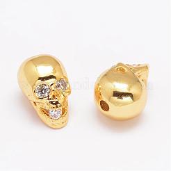 Brass Micro Pave Cubic Zirconia Beads&nbsp;ZIRC-P017-13G-NR