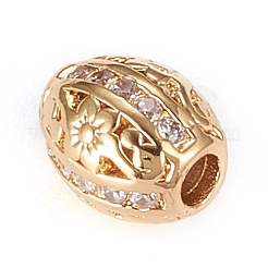 Brass Micro Pave Clear Cubic Zirconia Beads&nbsp;KK-K243-04G