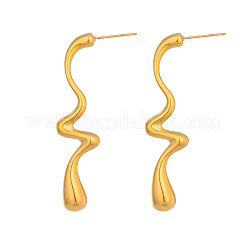 304 Stainless Steel Wavy Dangle Earrings for Women&nbsp;XZ4917-1