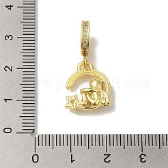 Rack Plating Brass Micro Pave Clear Cubic Zirconia European Dangle Charms&nbsp;KK-P272-15G