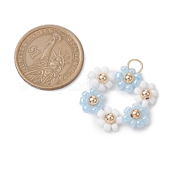 Flower Glass Seed Beads Pendants&nbsp;PALLOY-JF02979