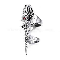 Dragon Armour Alloy Full Finger Ring with Rhinestone&nbsp;RJEW-T009-22AS