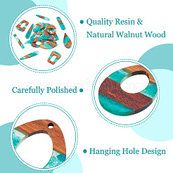 20Pcs 10 Styles Transparent Resin & Walnut Wood Big Pendants&nbsp;RESI-TA0003-17