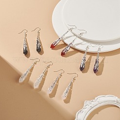 5 Pairs 5 Style Natural Mixed Gemstone Bullet Dangle Earrings&nbsp;EJEW-JE05079