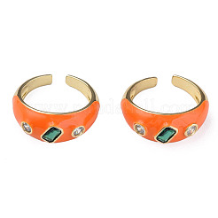 Cubic Zirconia Open Cuff Ring with Enamel&nbsp;RJEW-N035-128
