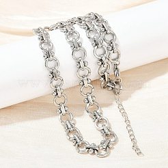 304 Stainless Steel Ring Link Chain Necklaces&nbsp;NJEW-H072-02B-P