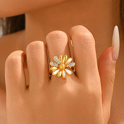 Brass Micro Pave Cubic Zirconia Cuff Open Rings for Women&nbsp;ES2190