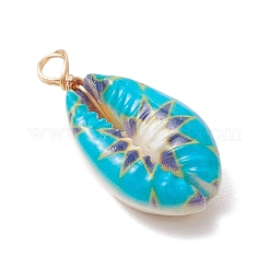 Printed Natural Cowrie Shell Pendants&nbsp;PALLOY-JF03991