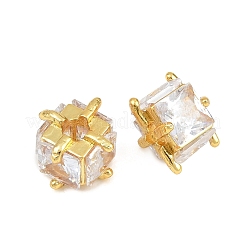 Brass Pave Clear Cubic Zirconia Beads&nbsp;CU-CBA6A75-07G