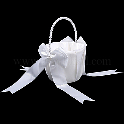 Bowknot Polyester Flower Baskets with Plastic Pearls Beads Handle&nbsp;AJEW-CP0010-63