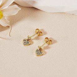 Clear Cubic Zirconia Heart Dangle Stud Earrings&nbsp;EJEW-SZ0001-79