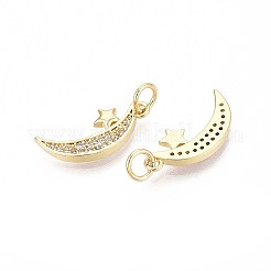 Brass Micro Pave Cubic Zirconia Pendants&nbsp;KK-T071-104G
